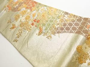 リサイクル　籠目・菊・蝶模様織り出し袋帯